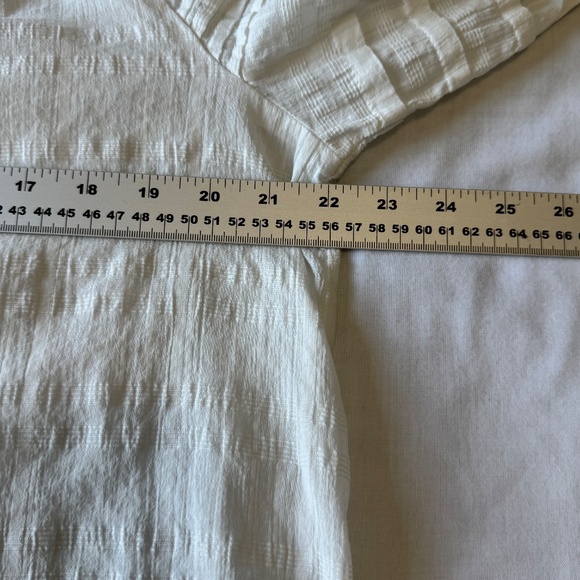 Knox Rose 1/2 Ballon Sleeve Sheer Layering V-Neck Top White Size Large Tassels - Picture 10 of 15